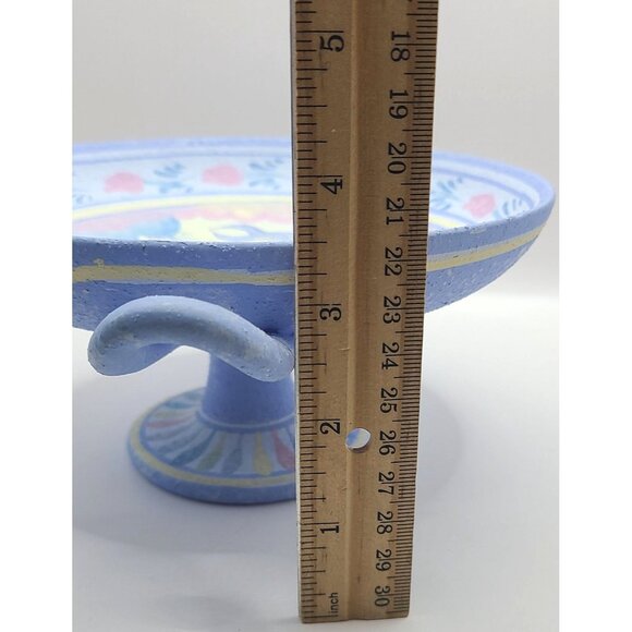 Minoan Art Pottery Hand Painted Ceramic Pedestal Bowl With Handles Museum Copy - Picture 8 of 11